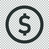 Coins stack icon in flat style. Dollar coin vector illustration on isolated background. Money stacked business concept.
