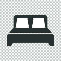 Bed icon in flat style. Sleep bedroom vector illustration on isolated background. Relax sofa business concept.