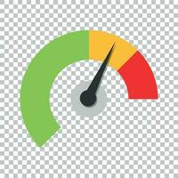 Meter dashboard icon in flat style. Credit score indicator level vector illustration on isolated background. Gauges with measure scale business concept.