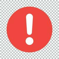 Exclamation mark icon in flat style. Danger alarm vector illustration on isolated background. Caution risk business concept.