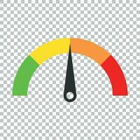 Meter dashboard icon in flat style. Credit score indicator level vector illustration on isolated background. Gauges with measure scale business concept.