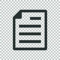 Document note icon in flat style. Paper sheet vector illustration on isolated background. Notepad document business concept.