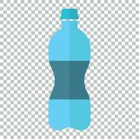 Water bottle icon in flat style. Plastic soda bottle vector illustration on isolated background. Liquid water business concept.