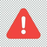 Exclamation mark icon in flat style. Danger alarm vector illustration on isolated background. Caution risk business concept.