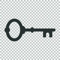 Key icon in flat style. Access login vector illustration on isolated background. Password key business concept.