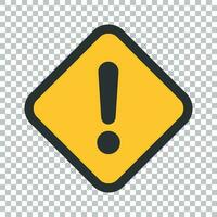 Exclamation mark icon in flat style. Danger alarm vector illustration on isolated background. Caution risk business concept.
