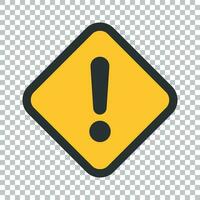 Exclamation mark icon in flat style. Danger alarm vector illustration on isolated background. Caution risk business concept.