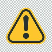 Exclamation mark icon in flat style. Danger alarm vector illustration on isolated background. Caution risk business concept.