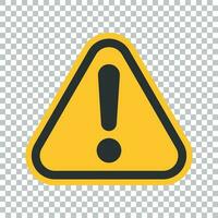 Exclamation mark icon in flat style. Danger alarm vector illustration on isolated background. Caution risk business concept.