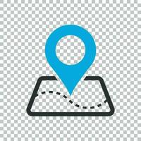 Pin map icon in flat style. Gps navigation vector illustration on isolated background. Target destination business concept.