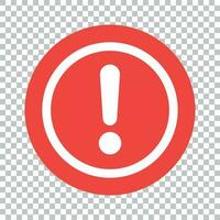 Exclamation mark icon in flat style. Danger alarm vector illustration on isolated background. Caution risk business concept.