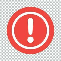 Exclamation mark icon in flat style. Danger alarm vector illustration on isolated background. Caution risk business concept.