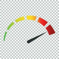 Meter dashboard icon in flat style. Credit score indicator level vector illustration on isolated background. Gauges with measure scale business concept.