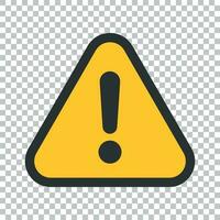 Exclamation mark icon in flat style. Danger alarm vector illustration on isolated background. Caution risk business concept.