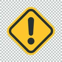 Exclamation mark icon in flat style. Danger alarm vector illustration on isolated background. Caution risk business concept.