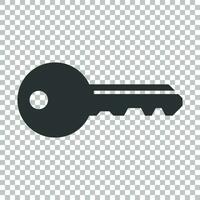 Key icon in flat style. Access login vector illustration on isolated background. Password key business concept.