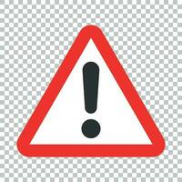 Exclamation mark icon in flat style. Danger alarm vector illustration on isolated background. Caution risk business concept.