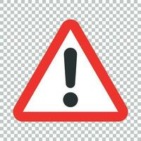 Exclamation mark icon in flat style. Danger alarm vector illustration on isolated background. Caution risk business concept.