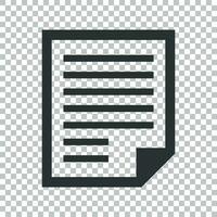 Document note icon in flat style. Paper sheet vector illustration on isolated background. Notepad document business concept.