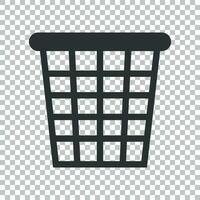 Trash bin garbage icon in flat style. Trash bucket vector illustration on isolated background. Garbage basket business concept.