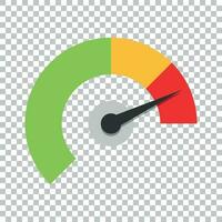 Meter dashboard icon in flat style. Credit score indicator level vector illustration on isolated background. Gauges with measure scale business concept.