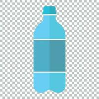 Water bottle icon in flat style. Plastic soda bottle vector illustration on isolated background. Liquid water business concept.