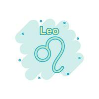 icono de zodiaco leo de dibujos animados vectoriales en estilo cómico. pictograma de ilustración de signo de astrología. concepto de efecto de salpicadura de negocio de horóscopo de leo. vector