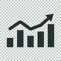 Growing bar graph icon in flat style. Increase arrow vector illustration on isolated background. Infographic progress business concept.