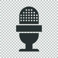 Microphone icon in flat style. Mic broadcast vector illustration on isolated background. Microphone mike speech business concept.