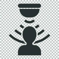 Motion sensor icon in flat style. Sensor waves with man vector illustration on isolated background. People security connection business concept.