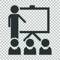 Training education icon in flat style. People seminar vector illustration on isolated background. School classroom lesson business concept.