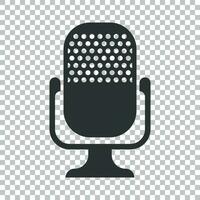 Microphone icon in flat style. Mic broadcast vector illustration on isolated background. Microphone mike speech business concept.