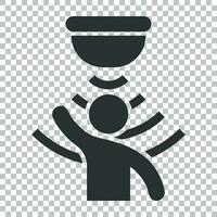 Motion sensor icon in flat style. Sensor waves with man vector illustration on isolated background. People security connection business concept.