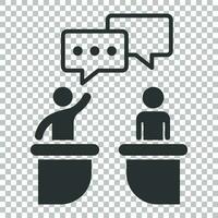 Politic debate icon in flat style. Presidential debates vector illustration on isolated background. Businessman discussion business concept.