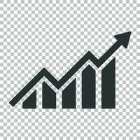 Growing bar graph icon in flat style. Increase arrow vector illustration on isolated background. Infographic progress business concept.