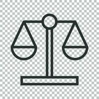 Scale comparison icon in flat style. Balance weight vector illustration on isolated background. Scale compare business concept.