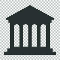 Bank building icon in flat style. Government architecture vector illustration on isolated background. Museum exterior business concept.