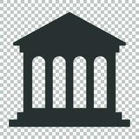 Bank building icon in flat style. Government architecture vector illustration on isolated background. Museum exterior business concept.