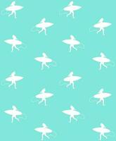 Vector seamless pattern of girl with surf