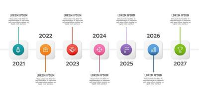 Business infographic timeline presentation. 7 Milestones for Successful. Vector illustration.