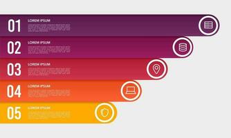 Infographics design vector. Business presentation with 5 options, steps, or processes. Vector illustration.