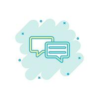 Vector cartoon speech bubble icon in comic style. Discussion dialog sign illustration pictogram. Comment cloud business splash effect concept.