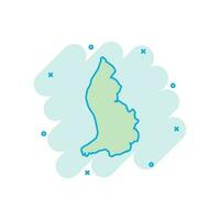 Vector cartoon Liechtenstein map icon in comic style. Liechtenstein sign illustration pictogram. Cartography map business splash effect concept.
