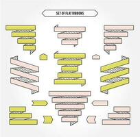 Set of flat geometric lined ribbons, vector