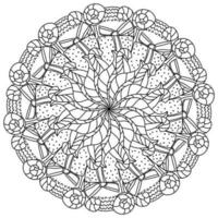 Christmas mandala, meditative coloring page with a gift, sweets and ornate patterns vector