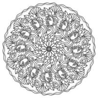 mandala with butterflies and daisies, meditative coloring page with ornate patterns vector