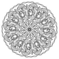 mandala with butterflies and daisies, meditative coloring page with ornate patterns vector