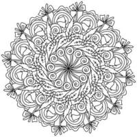 Christmas mandala, meditative coloring page with gift, holly and ornate patterns vector