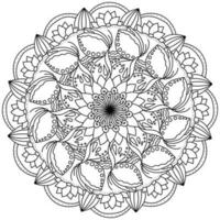 mandala with butterflies and flowers, meditative coloring page with ornate patterns vector