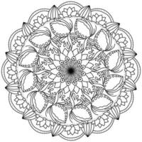 mandala with butterflies and flowers, meditative coloring page with ornate patterns vector